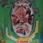 Alexandre Cruz “O peso da culpa no inconsciente humano pt 3″ Colagem de papel, grampos, acrílica, resina, papelão e madeira. 119 x 103 cm, 2010