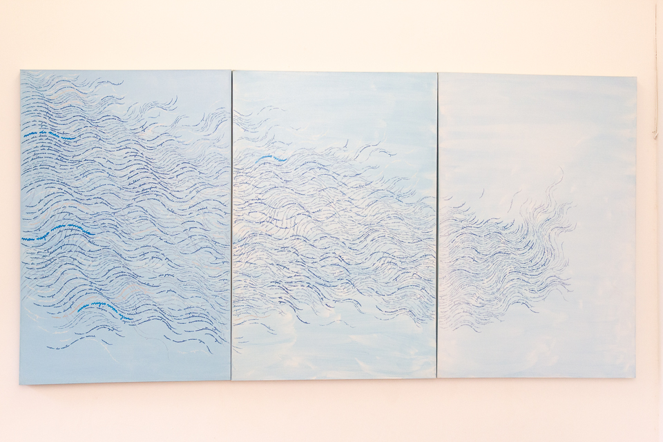 Serie Mares, Desenho e pintura sobre tela, 150 x 100 cm cada Tripitico, 2012