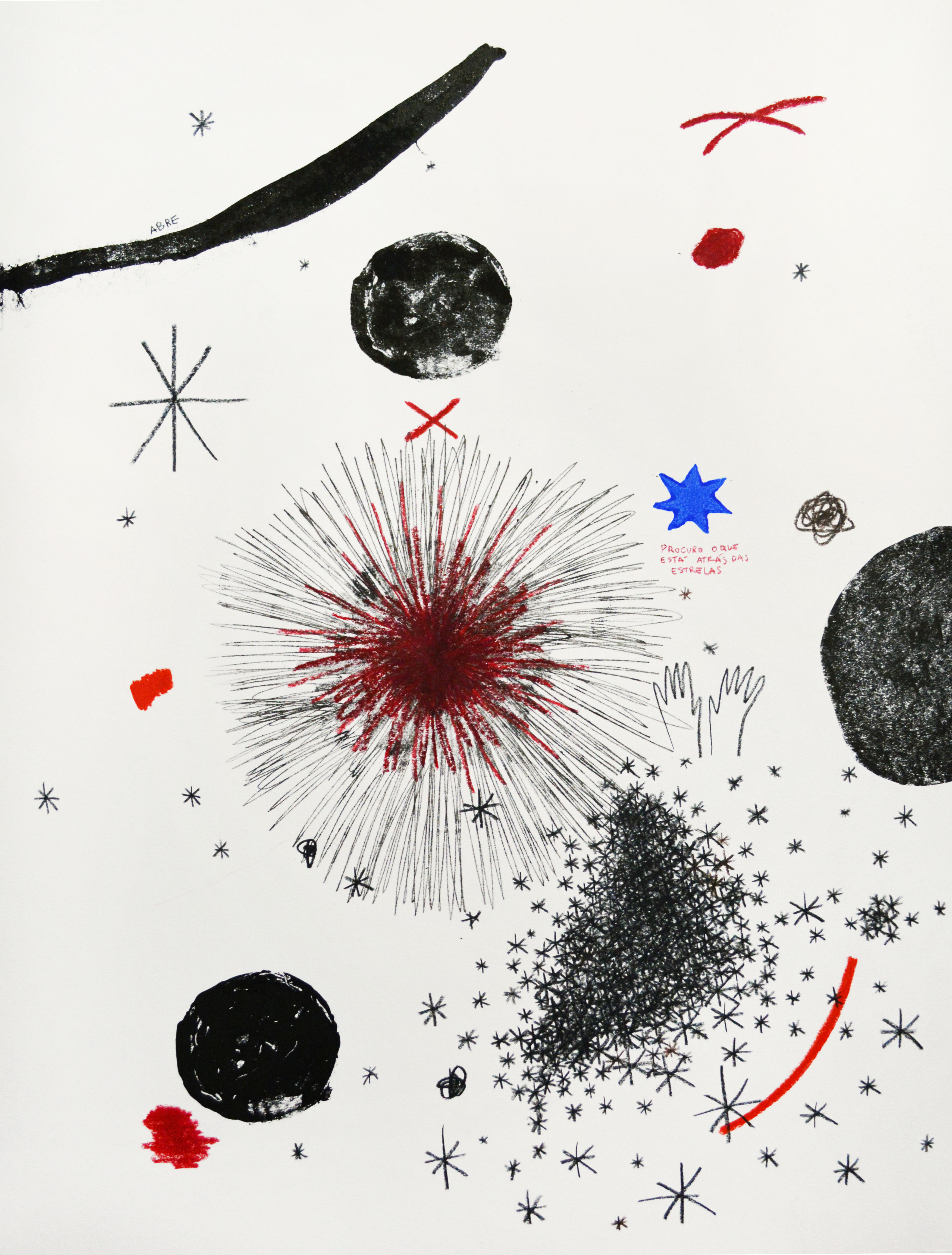 Juliana Gontijo, Abertura - Série Procuro o que está atrás das estrelas, Monotipia, lápis de cor e tinta acrílica sobre papel, 46 x 66 cm, 2020