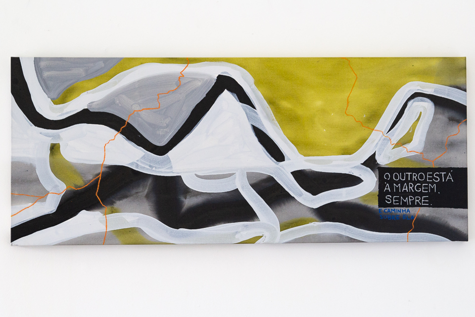 Juliana Gontijo, O Outro está sempre à margem, Acrílica e pastel oleoso sobre tela, 150 x 60 cm, 2018