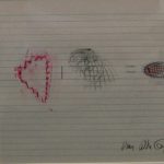 Anna Bella Geiger, Equacões Variáveis, Frottage, grafite e lápis de cor sobre folha de caderno, 22 x 32 cm