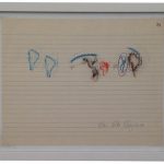 Anna Bella Geiger, Equacões Variáveis, Frottage, grafite e lápis de cor sobre folha de caderno, 23 x 33 cm, 1978.