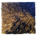 Marcos Coelho Benjamim, Quadrado, Zinco oxidado pintado em Azul e Dourado, 50 x 50 cm, 2015.