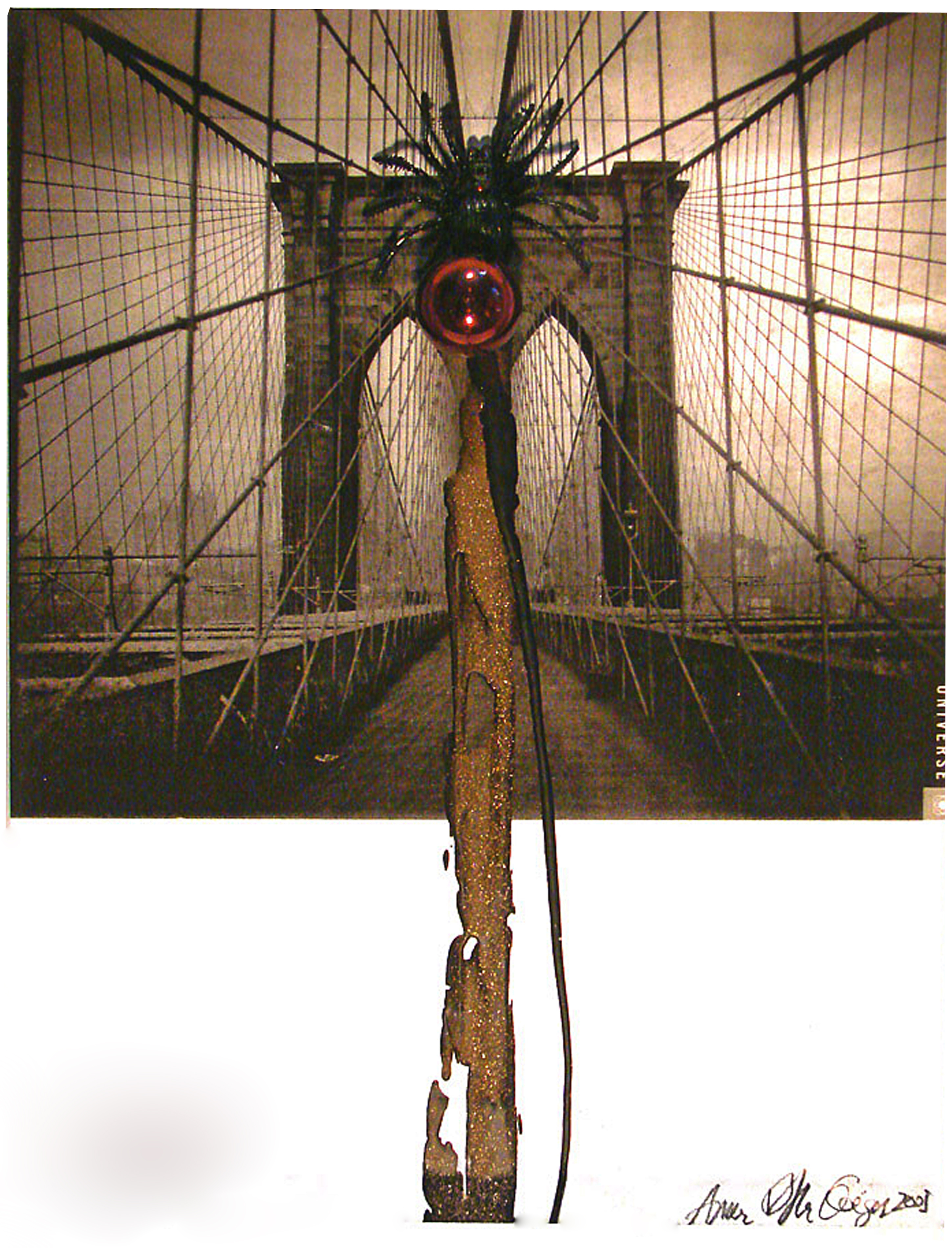 Anna Bella Geiger, Flumenpont n°2, Universe New York, Fotografia, encáustica, vidro, plástico e limalha, 39 x 31 cm, 2001-2005.