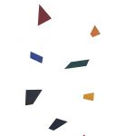 Arthur Luiz Piza, Particules Libres, Conjunto de 9 elementos de zinco pintado em acrílica, dimensões diversas