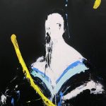 Lars Teichmann, Yellow Blue Beauty, Acrílica e laca sobre tela, 108 x 95 cm, 2018