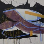 Juliana Gontijo, Lago, Acrílica e pastel oleoso sobre tela, 135 x 150 cm, 2019.