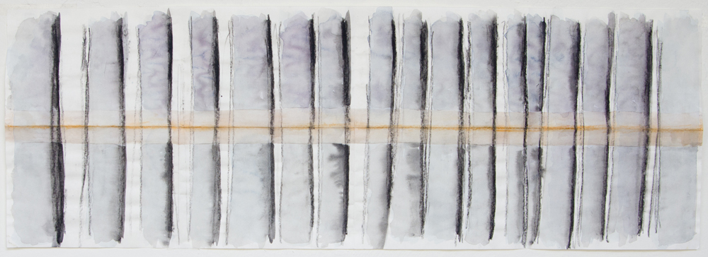 Julia da Mota, Floresta, Aquarela e carvão sobre papel Japonês MASA, 78 x 27 cm, 2016