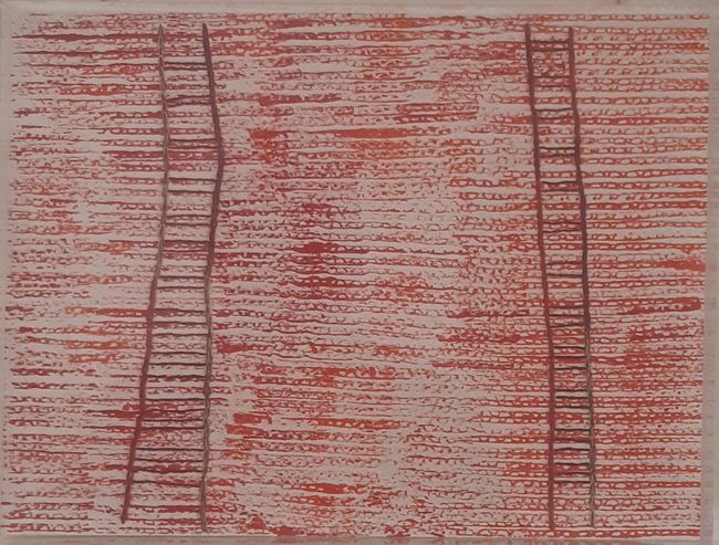 Juliana Arruda, Sobrecarga 1, Acrílica sobre papel de aquarela bordado a mão, 24 x 32 cm, 2019