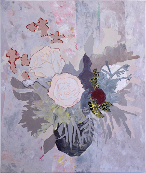 Diana Motta, Flores para meu amor II, Óleo e Colagem sobre tela, 70 x 50 cm, 2018