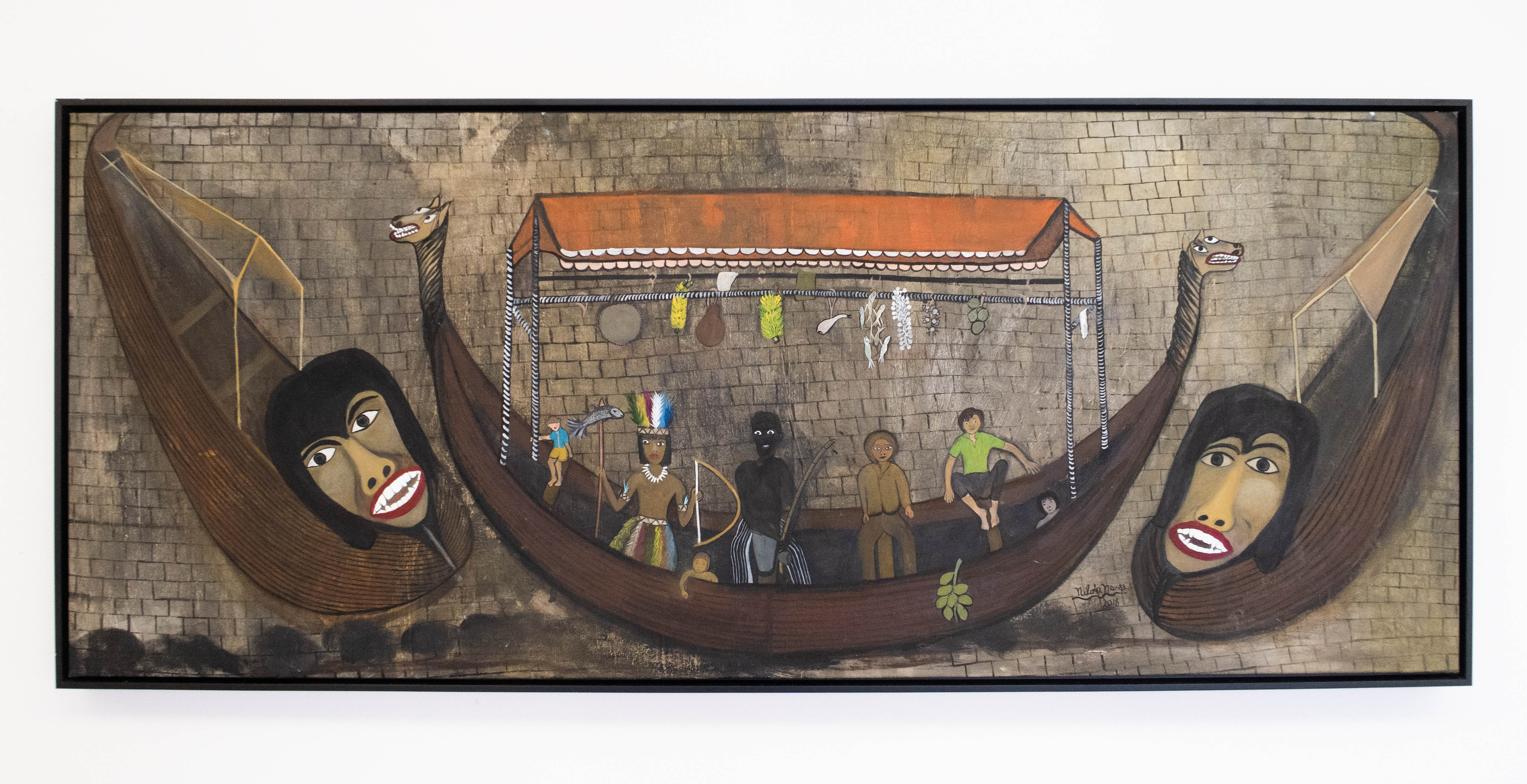Nilda Neves, Carrancas do descobrimento, Acrílica sobre tela, 62 x 149 cm, 2019
